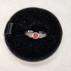 Silver red toe ring